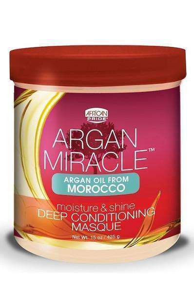 African Pride ARGAN MIRACLE Argan Oil from MOROCCO Moisture & Shine DEEP CONDITIONING MASQUE 15 OZ