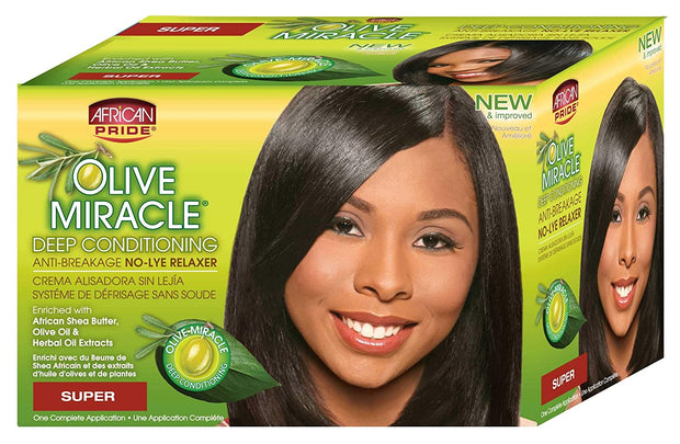 African Pride OLIVE MIRACLE Deep CONDITIONING NO-LYE RELAXER Regular