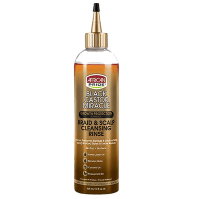 African Pride Black Castor Miracle GROWTH  PROTECTION  BRAID & SCALP CLEANSING RINSE 12 Oz